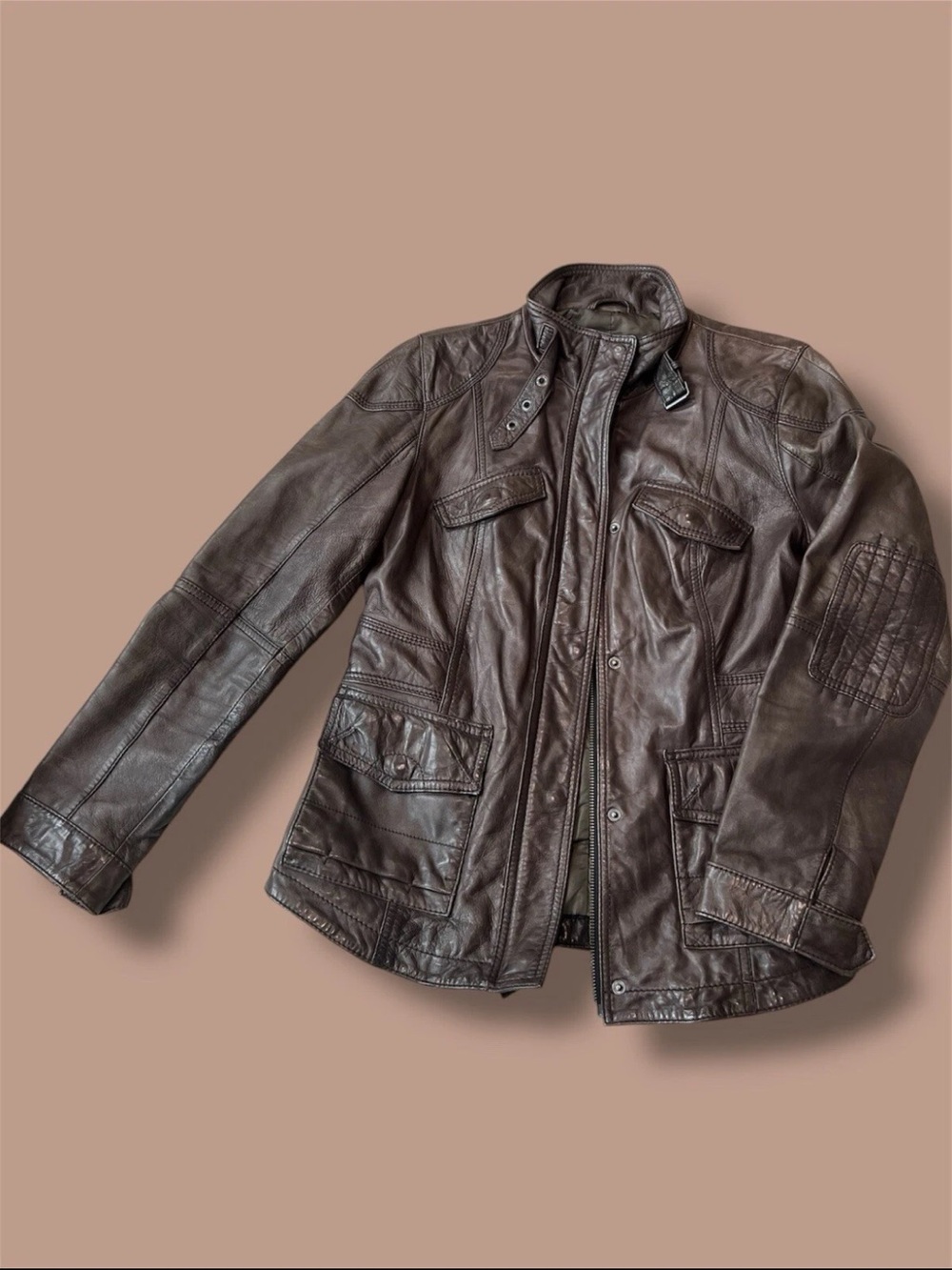 Eddie Bauer Genuine Leather Moto Jacket Sz. S With Pockets
